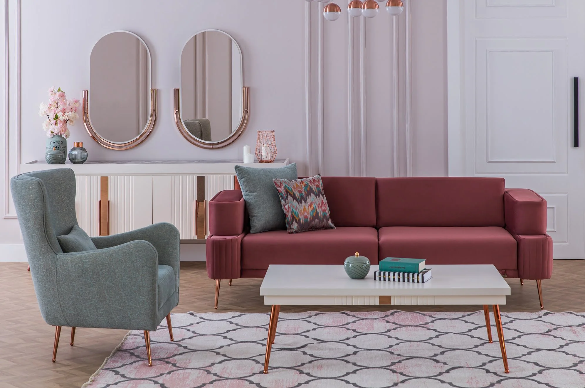 Olivia Koltuk Takımı Pembe