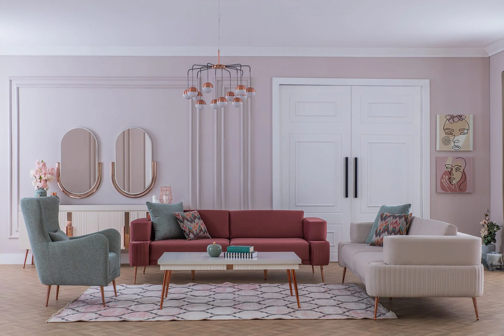 Olivia Koltuk Takımı Pembe